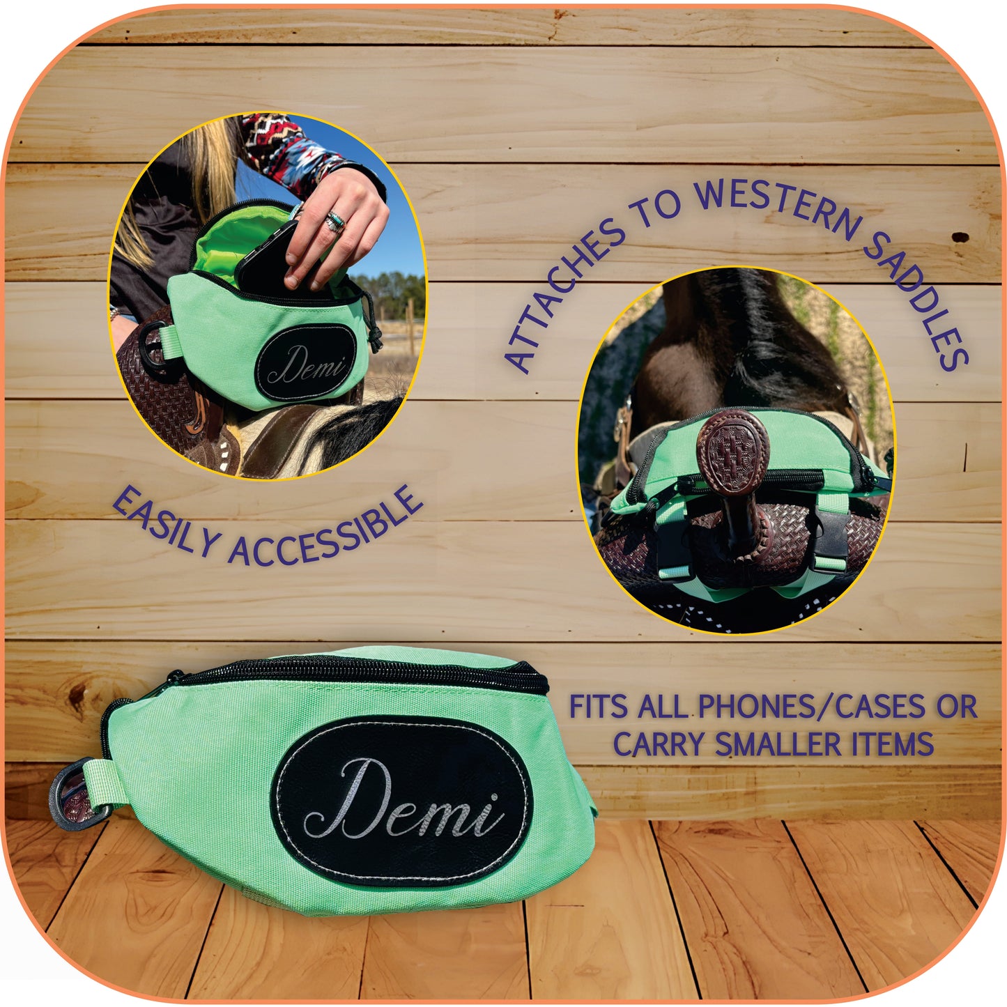 Personalized Horse Saddle Bag, Neon Green Pommel Bag Horse Saddle, Horse Tack, Horse Gifts, Horse Stuff, Equestrian Gifts, Saddle Accessories