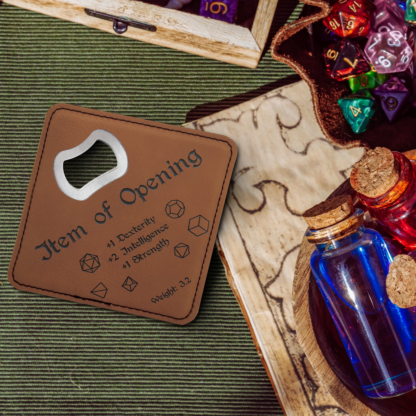 Dungeons and Dragons Item of Opening DnD Coaster Bottle Opener | DnD Gift for Men | Dungeon Master Gift | DnD Stuff | D&D Gifts - Aylev