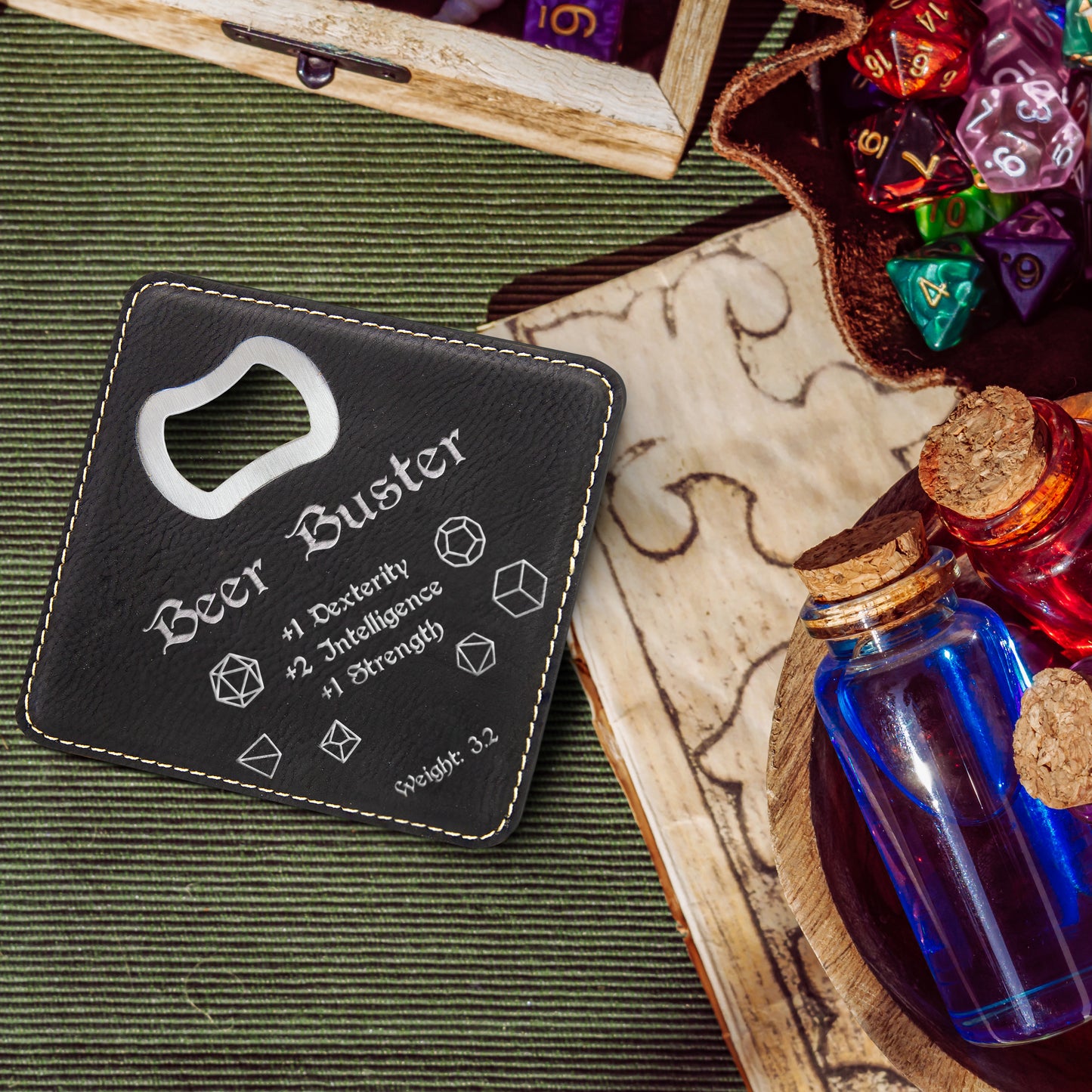 Dungeons and Dragons Beer Buster DnD Coaster Bottle Opener | DnD Gift for Men | Dungeon Master Gift | DnD Stuff | D&D Gifts - Aylev