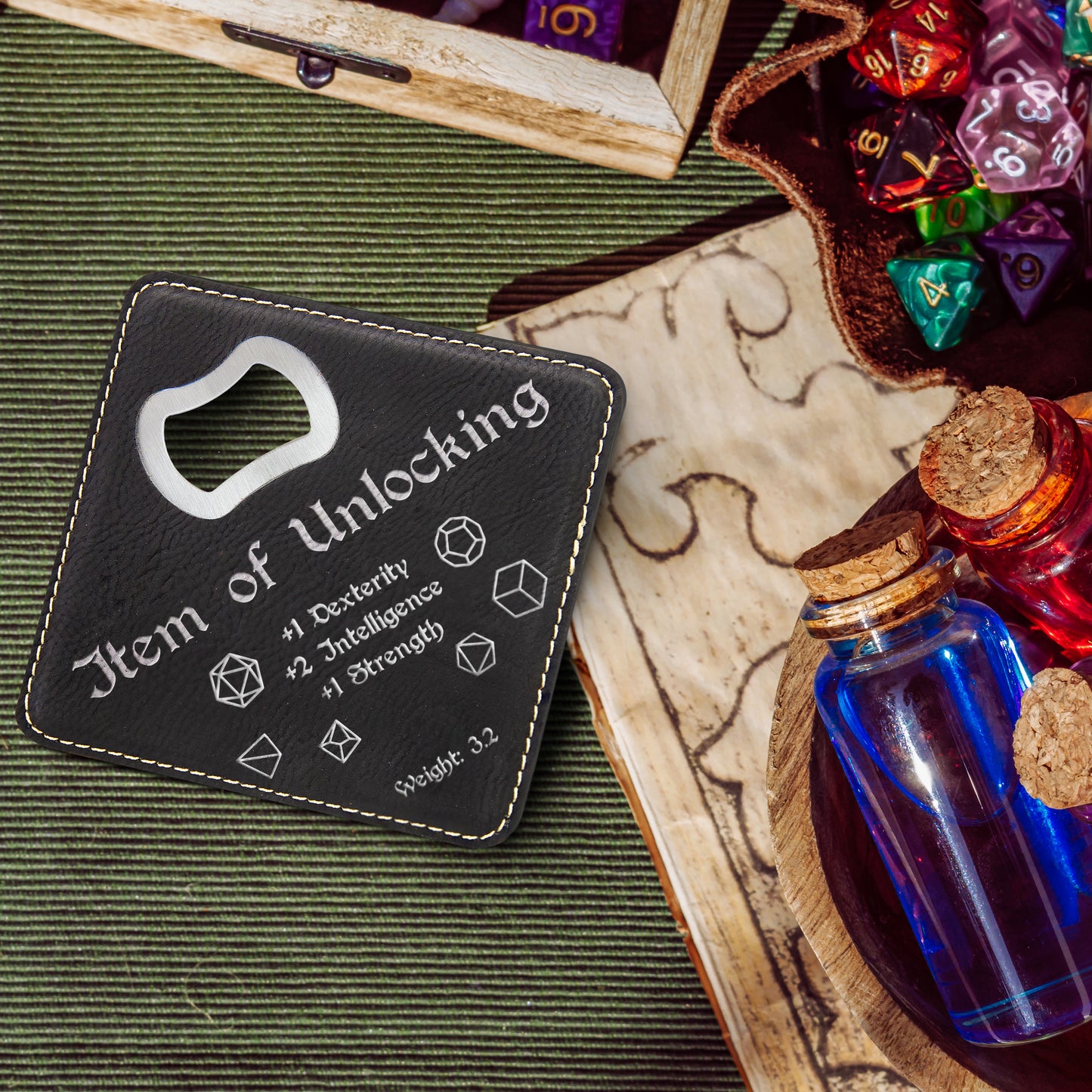Dungeons and Dragons Item of Unlocking DnD Coaster Bottle Opener | DnD Gift for Men | Dungeon Master Gift | DnD Stuff | D&D Gifts - Aylev