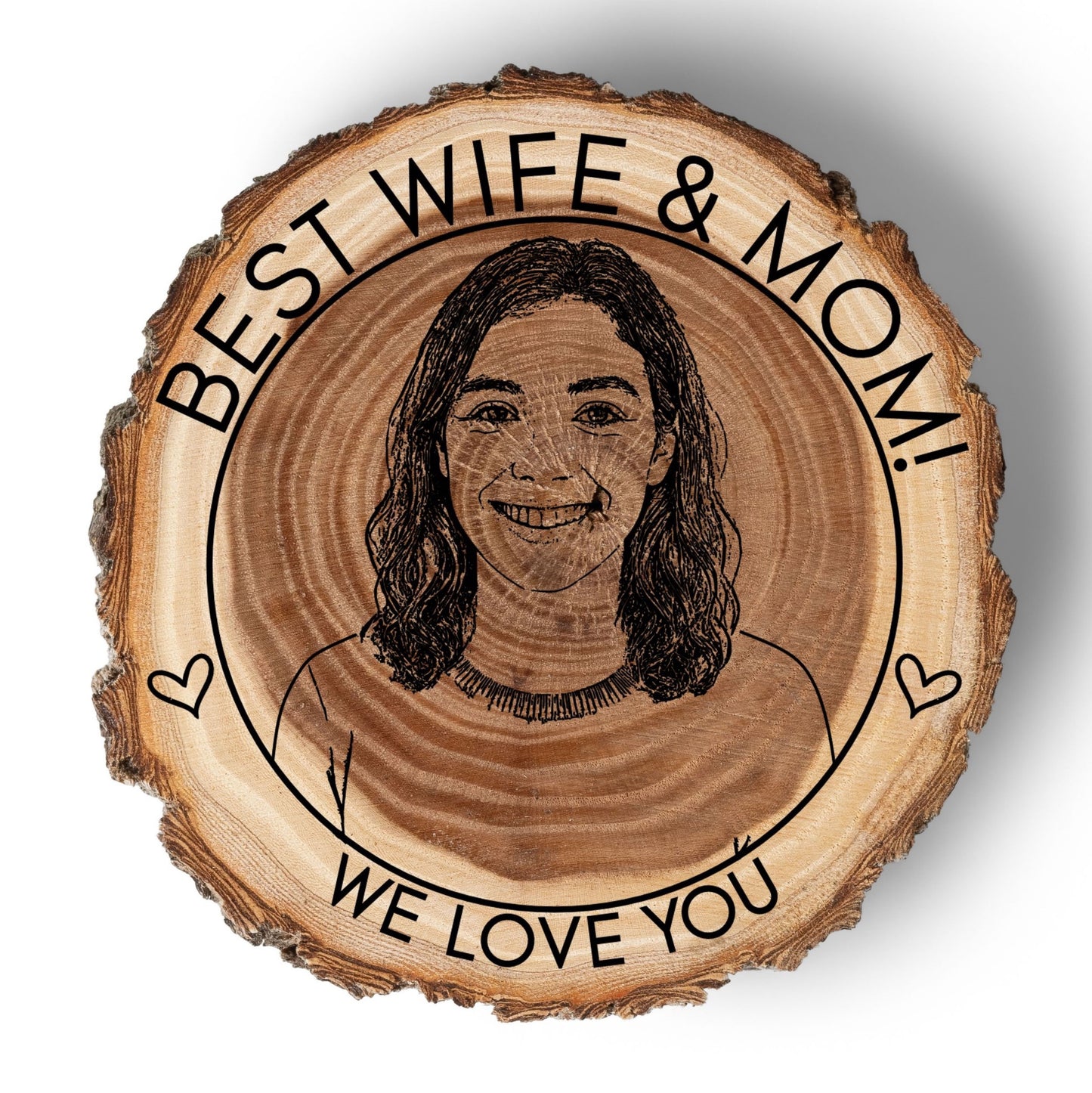 Custom Photo Engraved Wood Coaster, Personalized Gift for Couple, Family, Friends – Custom Portrait on Wood, Made in The USA, Keepsake Gift