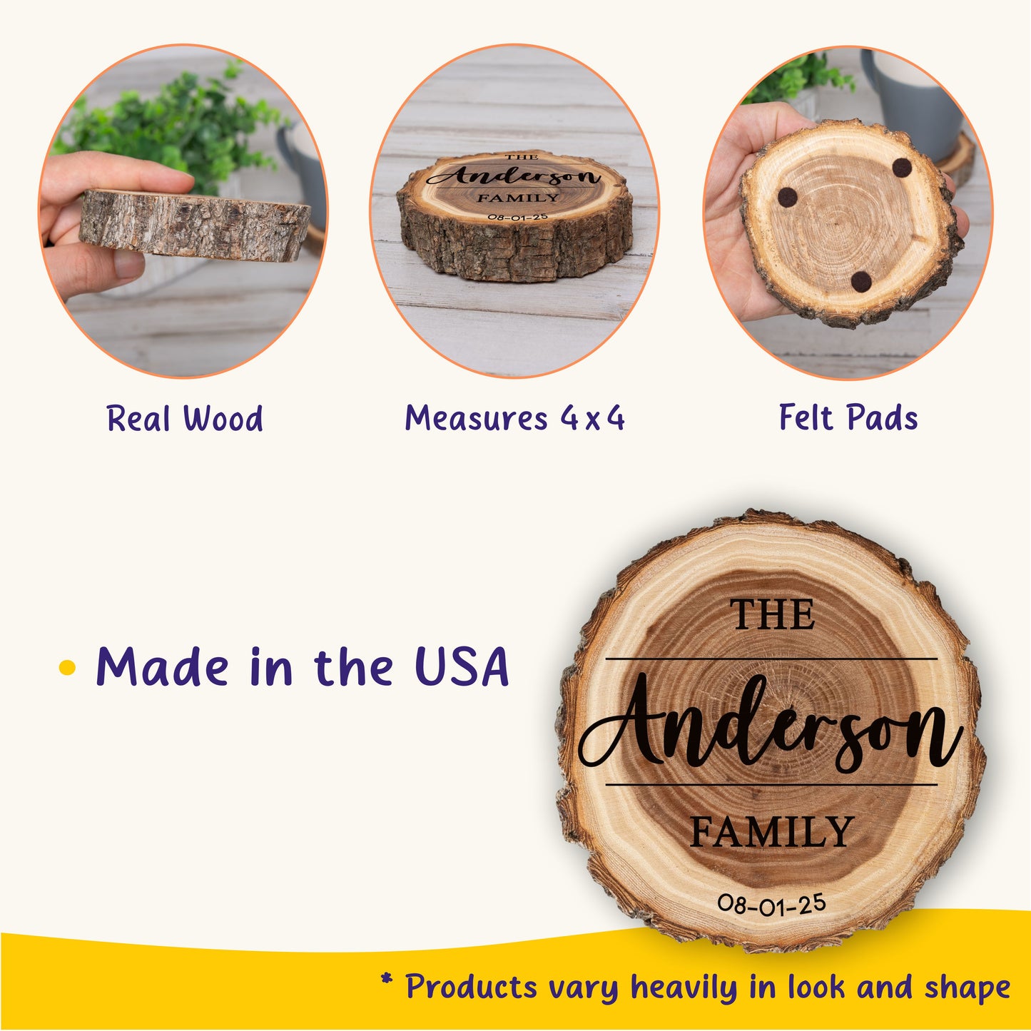 New Home Gift Coaster Set, Real Wood Coasters, Made in USA, Closing Gifts for Home Buyers, Personalized Wood Coaster Set, Housewarming Gift