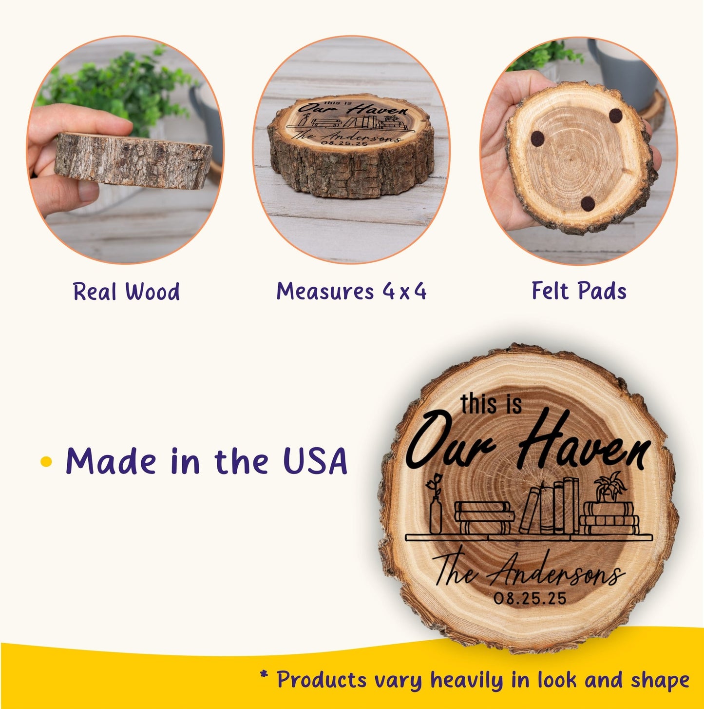 New Home Gift Coaster Set, Real Wood Coasters, Made in USA, Closing Gifts for Home Buyers, Personalized Wood Coaster Set, Housewarming Gift - Apparel & Accessories - Aylev