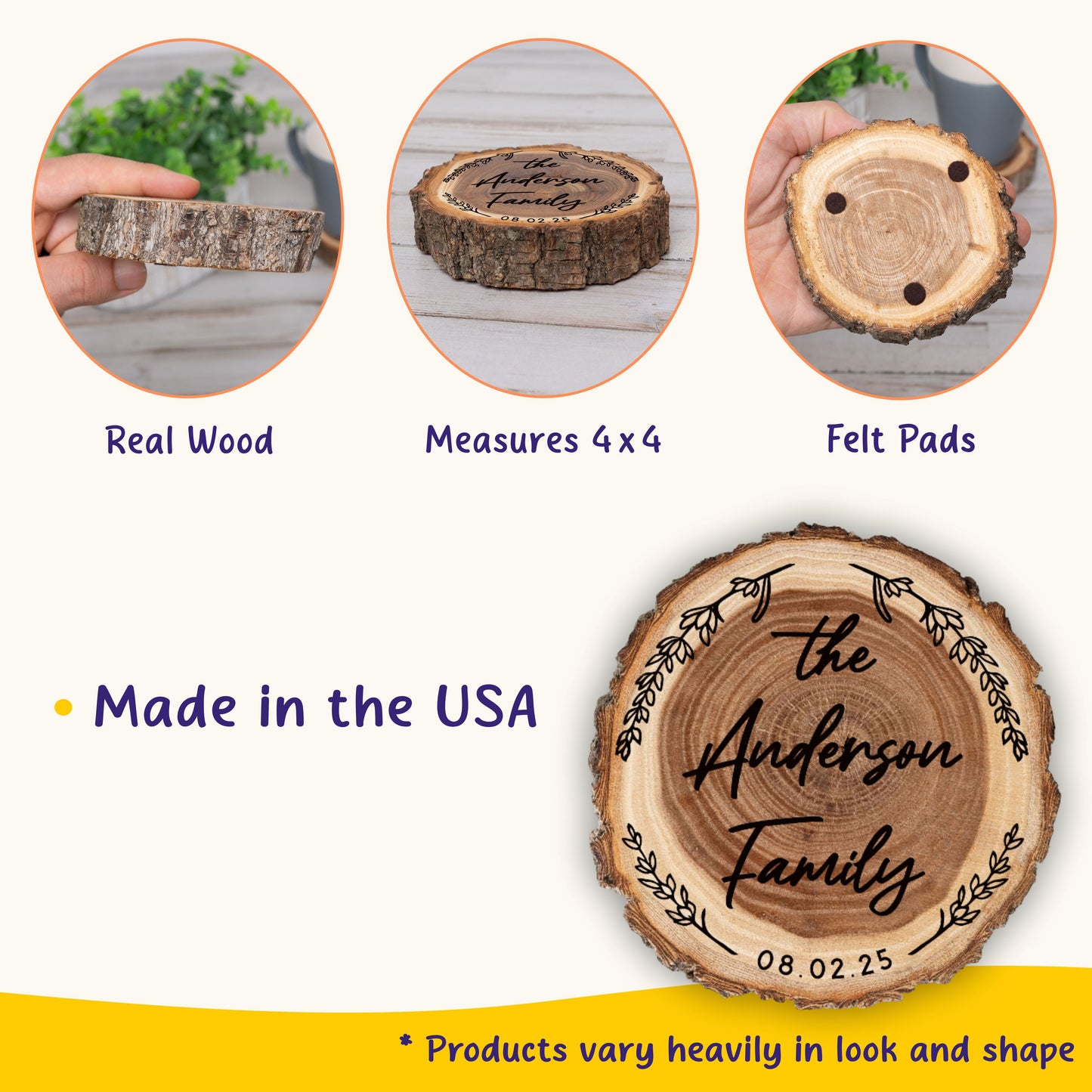 New Home Gift Coaster Set, Real Wood Coasters, Made in USA, Closing Gifts for Home Buyers, Personalized Wood Coaster Set, Housewarming Gift