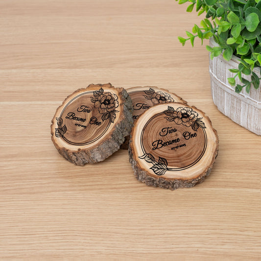 Wedding Coaster Set, Real Wood Coasters, Made in The USA, Wedding Guest Coasters, Personalized Wood Coaster Set, Custom Wedding Coasters - Apparel & Accessories - Aylev