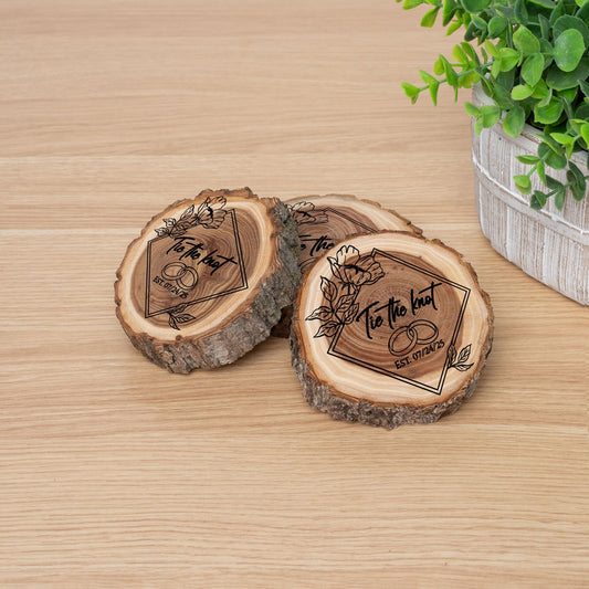 Wedding Coaster Set, Real Wood Coasters, Made in The USA, Wedding Guest Coasters, Personalized Wood Coaster Set, Custom Wedding Coasters - Apparel & Accessories - Aylev