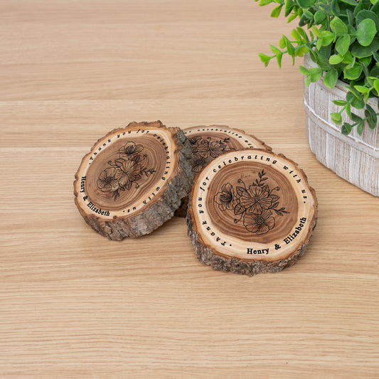 Wedding Coaster Set, Real Wood Coasters, Made in The USA, Wedding Guest Coasters, Personalized Wood Coaster Set, Custom Wedding Coasters