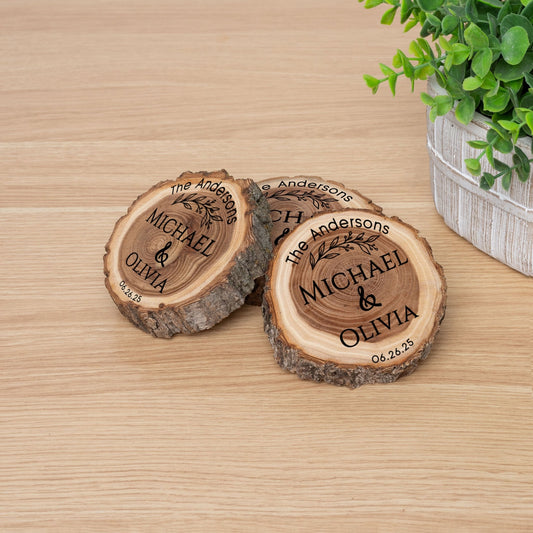Wedding Coaster Set, Real Wood Coasters, Made in The USA, Wedding Guest Coasters, Personalized Wood Coaster Set, Custom Wedding Coasters - Apparel & Accessories - Aylev