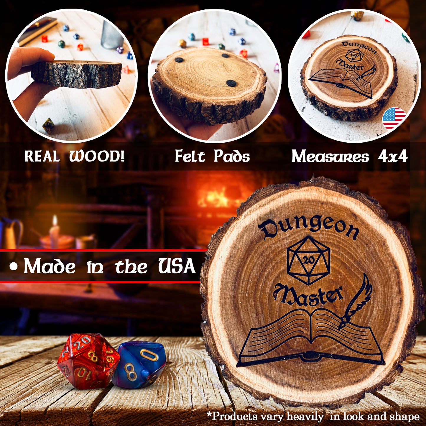 Dungeons and Dragons Real Wood Dungeon Master DnD Coaster | DnD Accessories | DnD Gift for Men | Dungeon Master Gift | DnD Stuff | D&D Gifts - Aylev