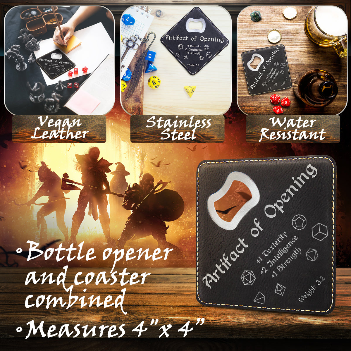 Dungeons and Dragons Artifact of Opening, DnD Coaster Bottle Opener, DnD Gift for Men, Dungeon Master Gift, DnD Stuff, D&D Gifts - Apparel & Accessories - Aylev