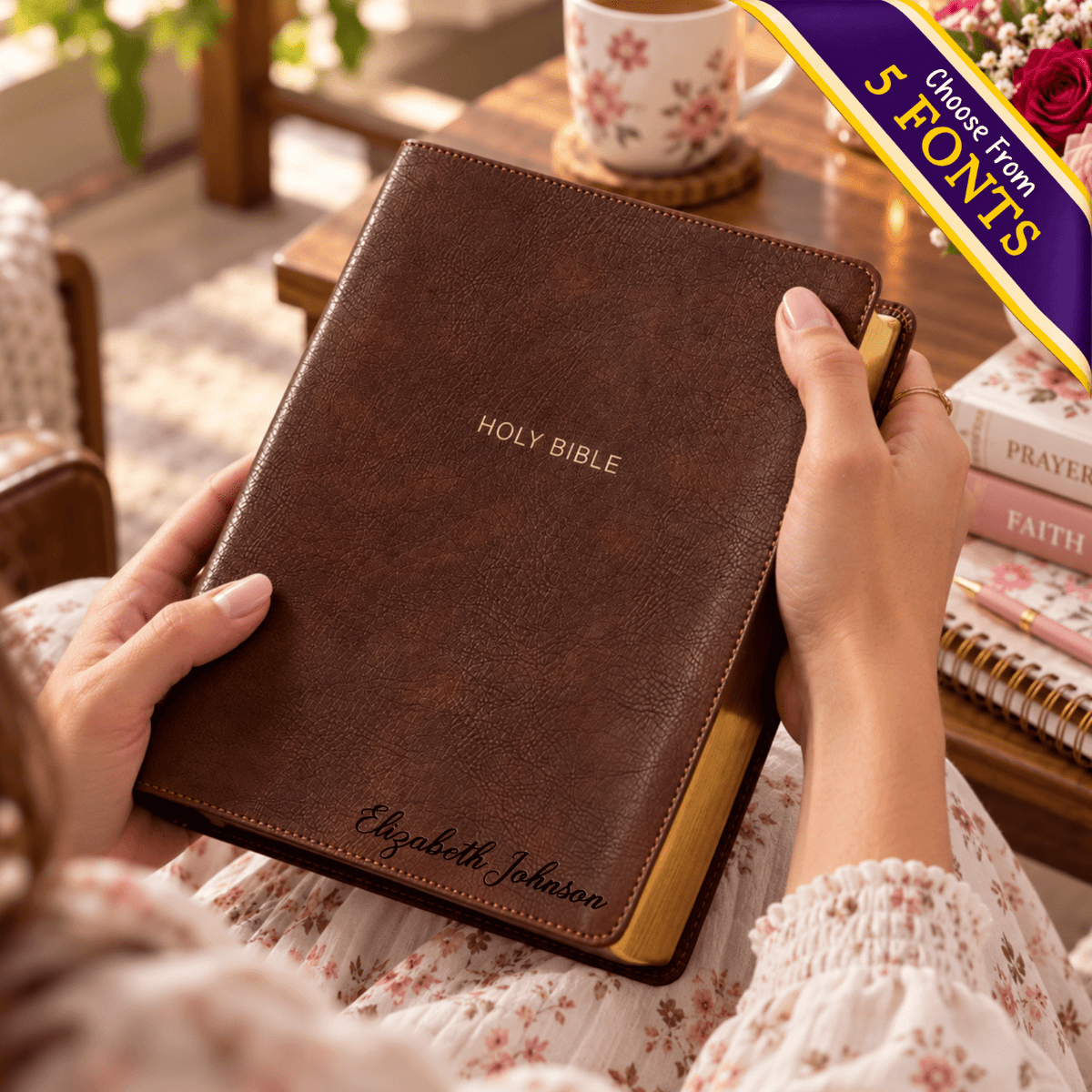 Personalized NKJV Bible with Name Engraved, Wide Margin Red Letter Bible, Custom Name Engraved, Christian & Baptism Gift for Men or Women - Religious Books - Aylev