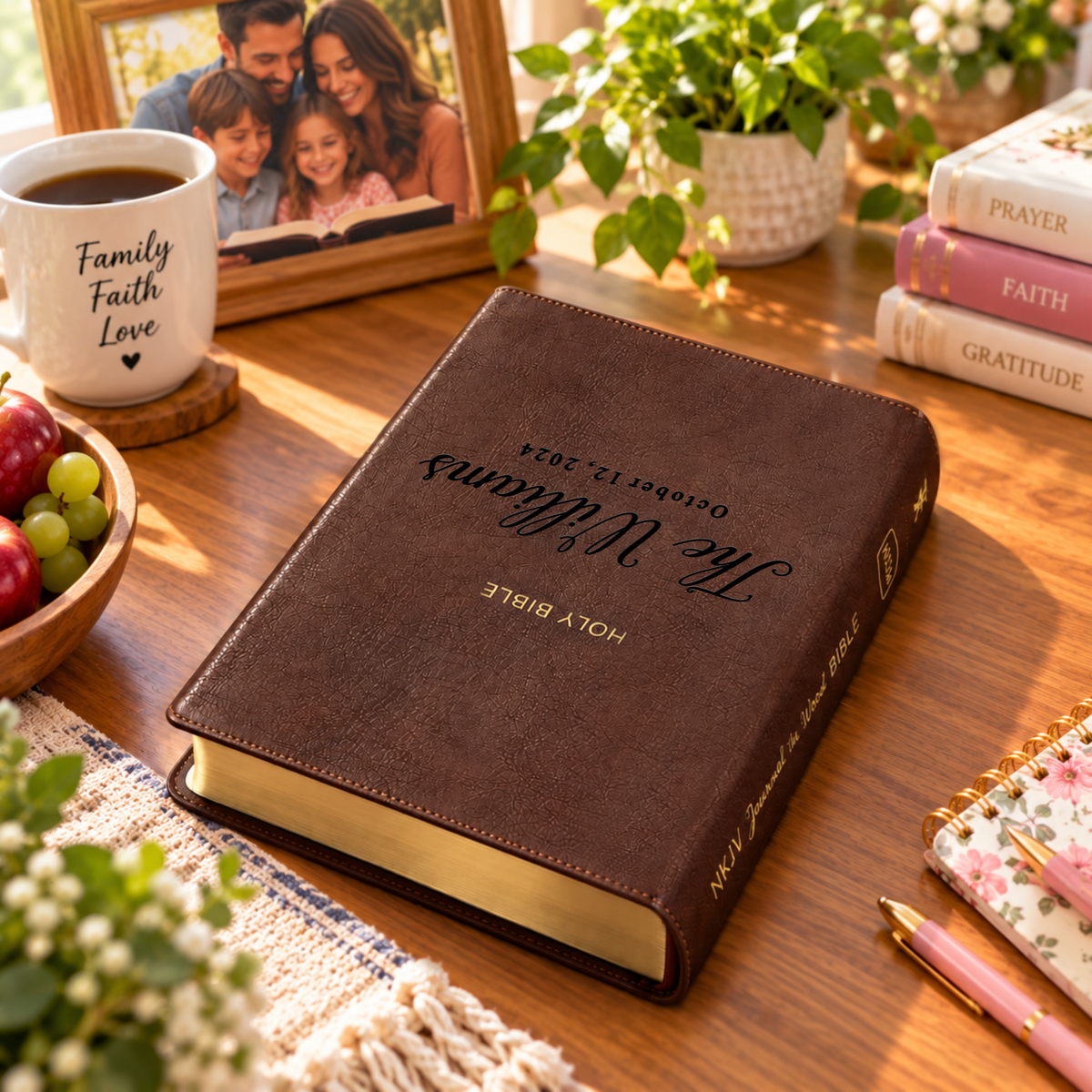 Personalized NKJV Family Bible, Custom Engraved NKJV Family Journaling Bible, Wedding Gifts, Christian Gifts, Family Bible for Wedding - Religious Books - Aylev