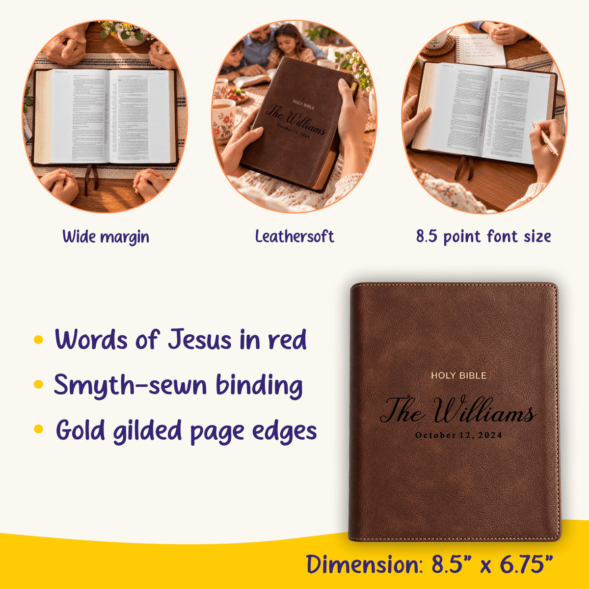 Personalized NKJV Family Bible, Custom Engraved NKJV Family Journaling Bible, Wedding Gifts, Christian Gifts, Family Bible for Wedding - Religious Books - Aylev
