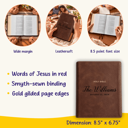 Personalized NKJV Family Bible, Custom Engraved NKJV Family Journaling Bible, Wedding Gifts, Christian Gifts, Family Bible for Wedding - Religious Books - Aylev