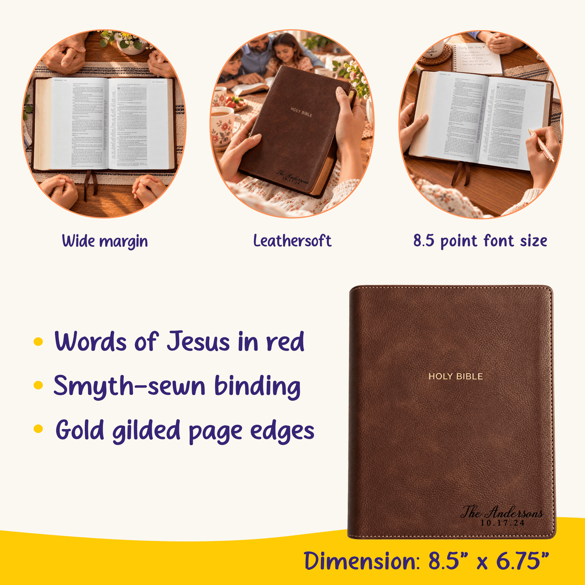 Personalized NKJV Family Bible, Custom Engraved NKJV Family Journaling Bible, Wedding Gifts, Christian Gifts, Family Bible for Wedding - Religious Books - Aylev