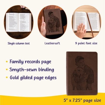 Personalized NASB Large Print Compact Bible, Your Photo Engraved, New American Standard Custom Engraved Bible, Christian Gifts, Baptism Gift - Religious Books - Aylev