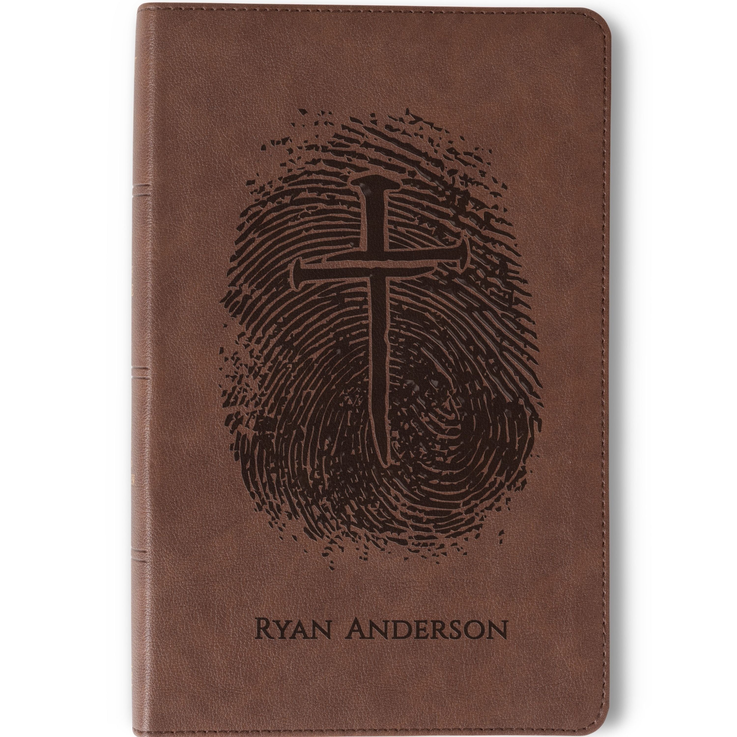 Personalized KJV Bible, Custom Fingerprint & Cross Design with Name Engraved, Single-Column Bible, Gift for Baptism, Wedding, Confirmation