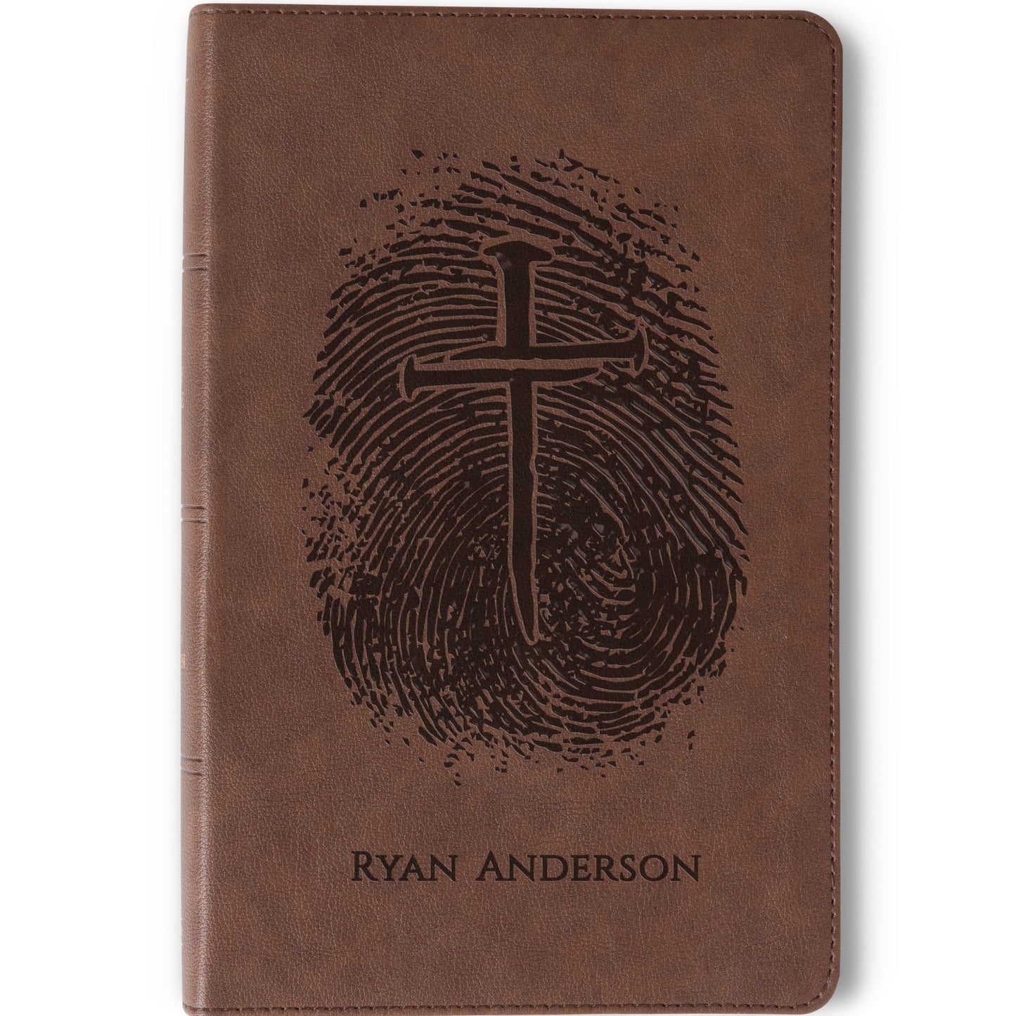 Personalized KJV Bible, Custom Fingerprint & Cross Design with Name Engraved, Single-Column Bible, Gift for Baptism, Wedding, Confirmation