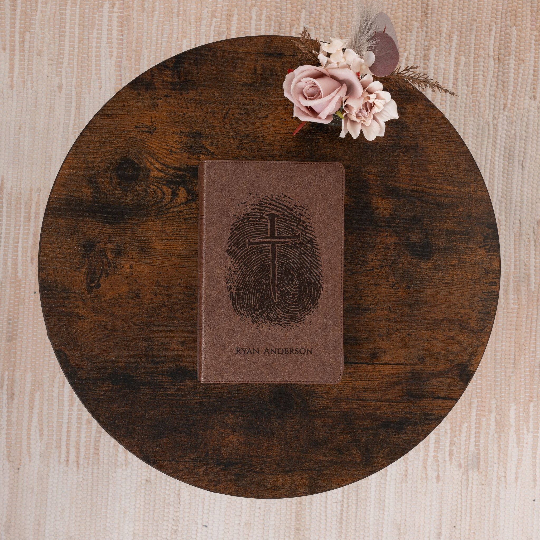 Personalized KJV Bible, Custom Fingerprint & Cross Design with Name Engraved, Single - Column Bible, Gift for Baptism, Wedding, Confirmation - Religious Books - Aylev