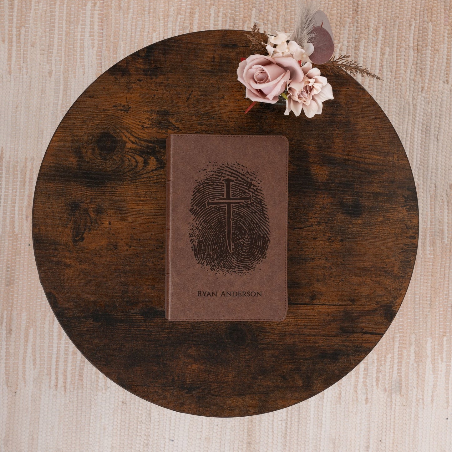 Personalized KJV Bible, Custom Fingerprint & Cross Design with Name Engraved, Single - Column Bible, Gift for Baptism, Wedding, Confirmation - Religious Books - Aylev