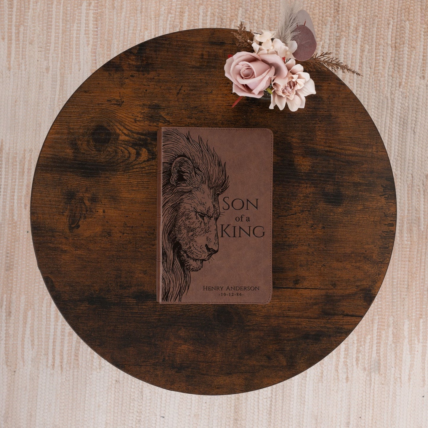 Personalized KJV Single - Column Bible, Son of a King Lion Design, Custom Engraved Name, Christian Gift, Baptism Gift, Bible Gift for Him - Religious Books - Aylev