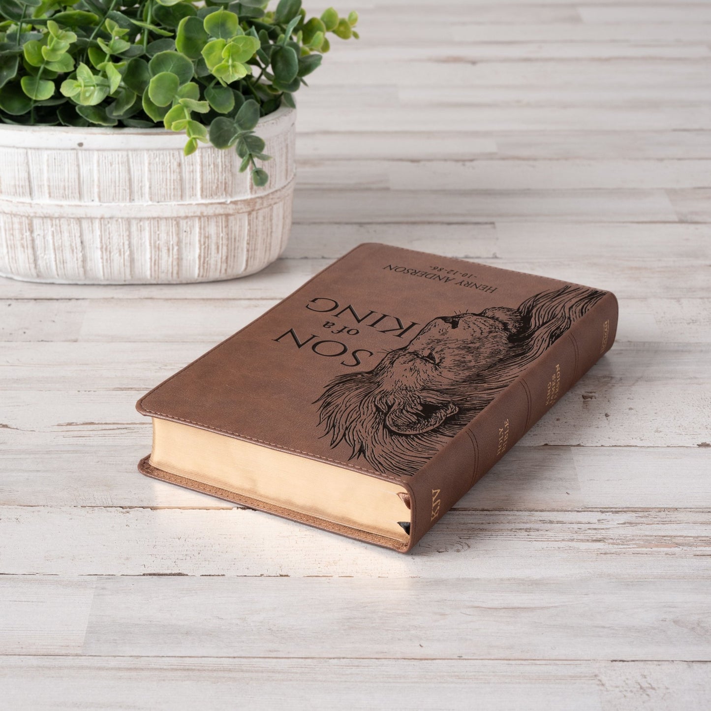 Personalized KJV Single - Column Bible, Son of a King Lion Design, Custom Engraved Name, Christian Gift, Baptism Gift, Bible Gift for Him - Religious Books - Aylev
