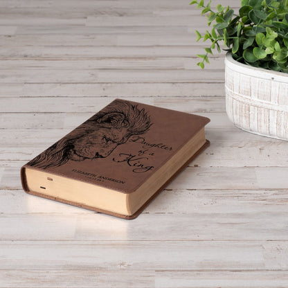 Personalized KJV Single - Column Bible, Custom Engraved Name, Daughter of a King Lion Design, Christian Gift, Baptism Gift, Bible Gift for Her - Religious Books - Aylev