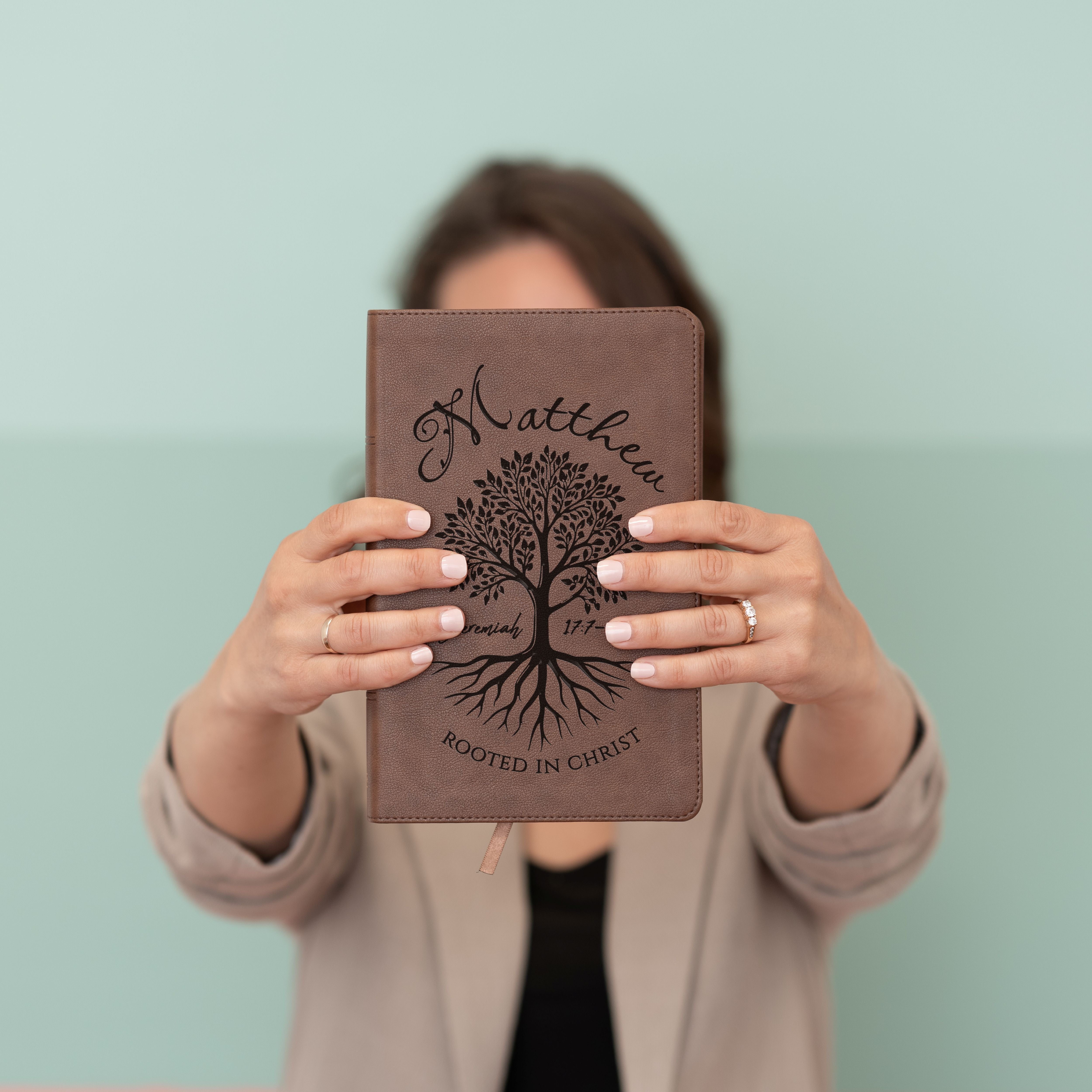 Personalized KJV Single-Column Bible, Custom Engraved Name, Rooted in Christ Tree Design, Christian Gifts, Gifts for Her, Gifts for Him