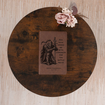 Personalized KJV Single - Column Bible, Custom Bible Engraved Name, Warrior Knight Design, Christian Gift, Baptism Gift, Bible Gift for Him - Religious Books - Aylev