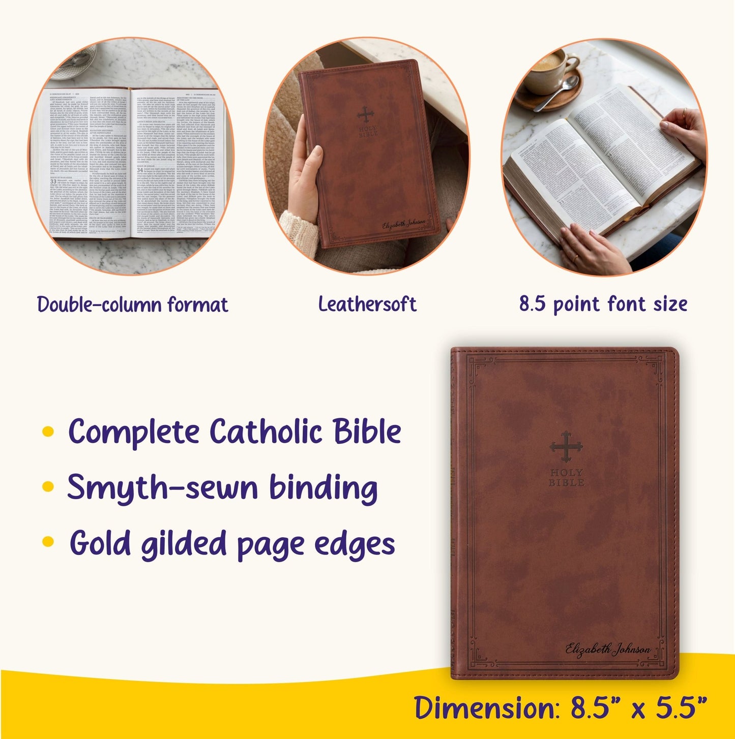 Personalized NRSV Bible Catholic Edition, Custom Bible Name Engraved, Complete Catholic Bible, Christian & Baptism Gift for Men or Women - Religious Books - Aylev