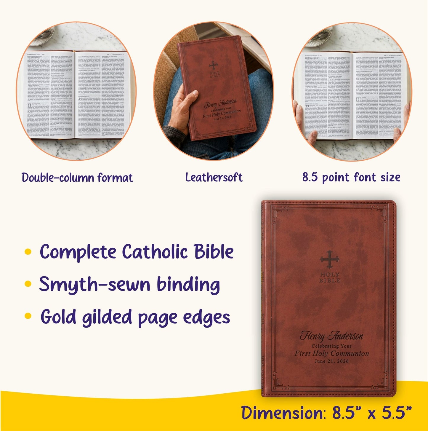 Personalized NRSV Bible Catholic Edition, Custom Name Date Engraved, Gift for Communion Confirmation Baptism Wedding Gift for Him Her - Religious Books - Aylev