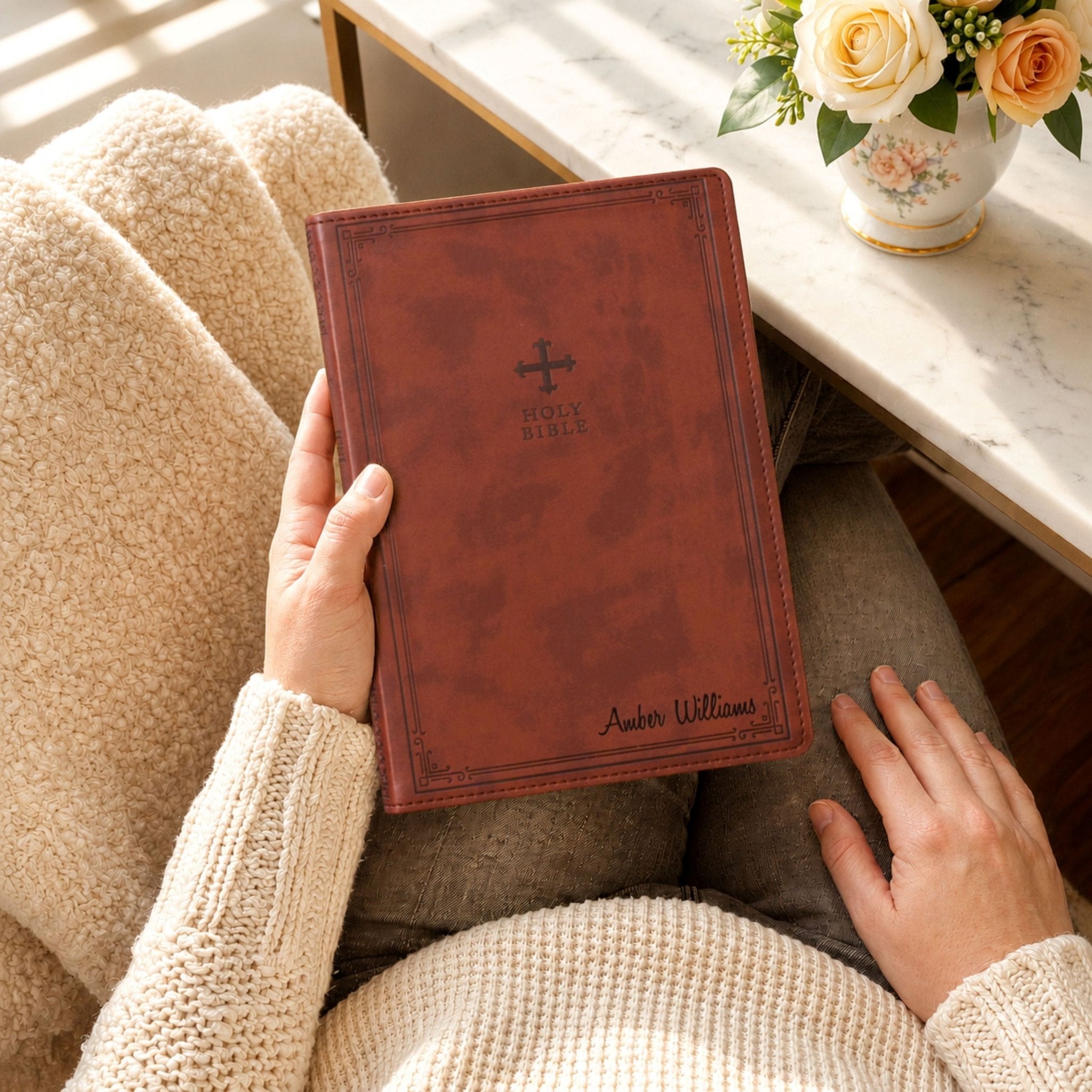 Personalized NRSV Bible Catholic Edition, Custom Bible Name Engraved, Complete Catholic Bible, Christian & Baptism Gift for Men or Women - Religious Books - Aylev