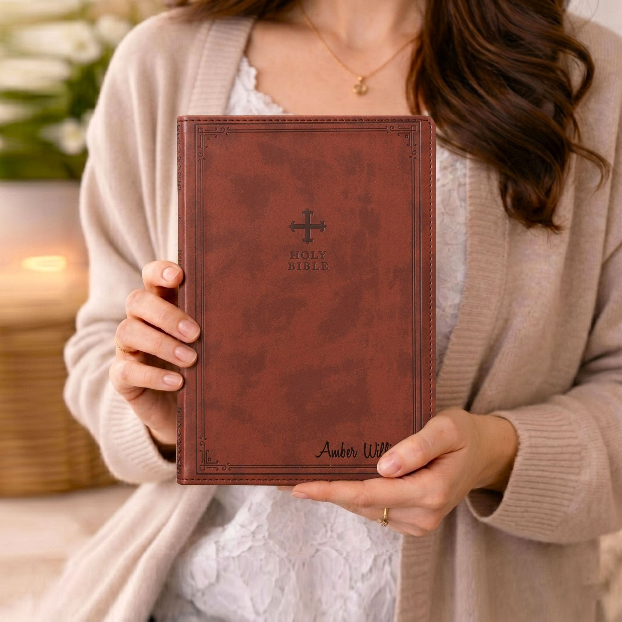 Personalized NRSV Bible Catholic Edition, Custom Bible Name Engraved, Complete Catholic Bible, Christian & Baptism Gift for Men or Women - Religious Books - Aylev