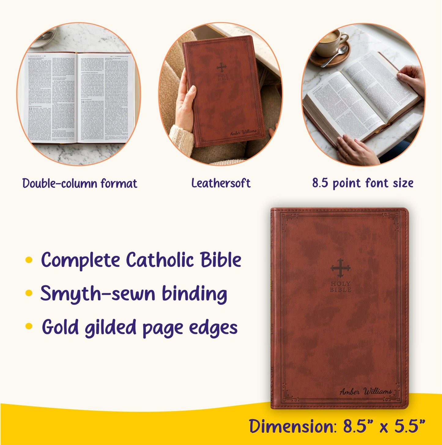 Personalized NRSV Bible Catholic Edition, Custom Bible Name Engraved, Complete Catholic Bible, Christian & Baptism Gift for Men or Women - Religious Books - Aylev