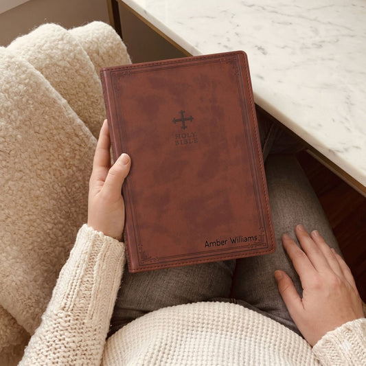 Personalized NRSV Bible Catholic Edition, Custom Bible Name Engraved, Complete Catholic Bible, Christian & Baptism Gift for Men or Women - Religious Books - Aylev