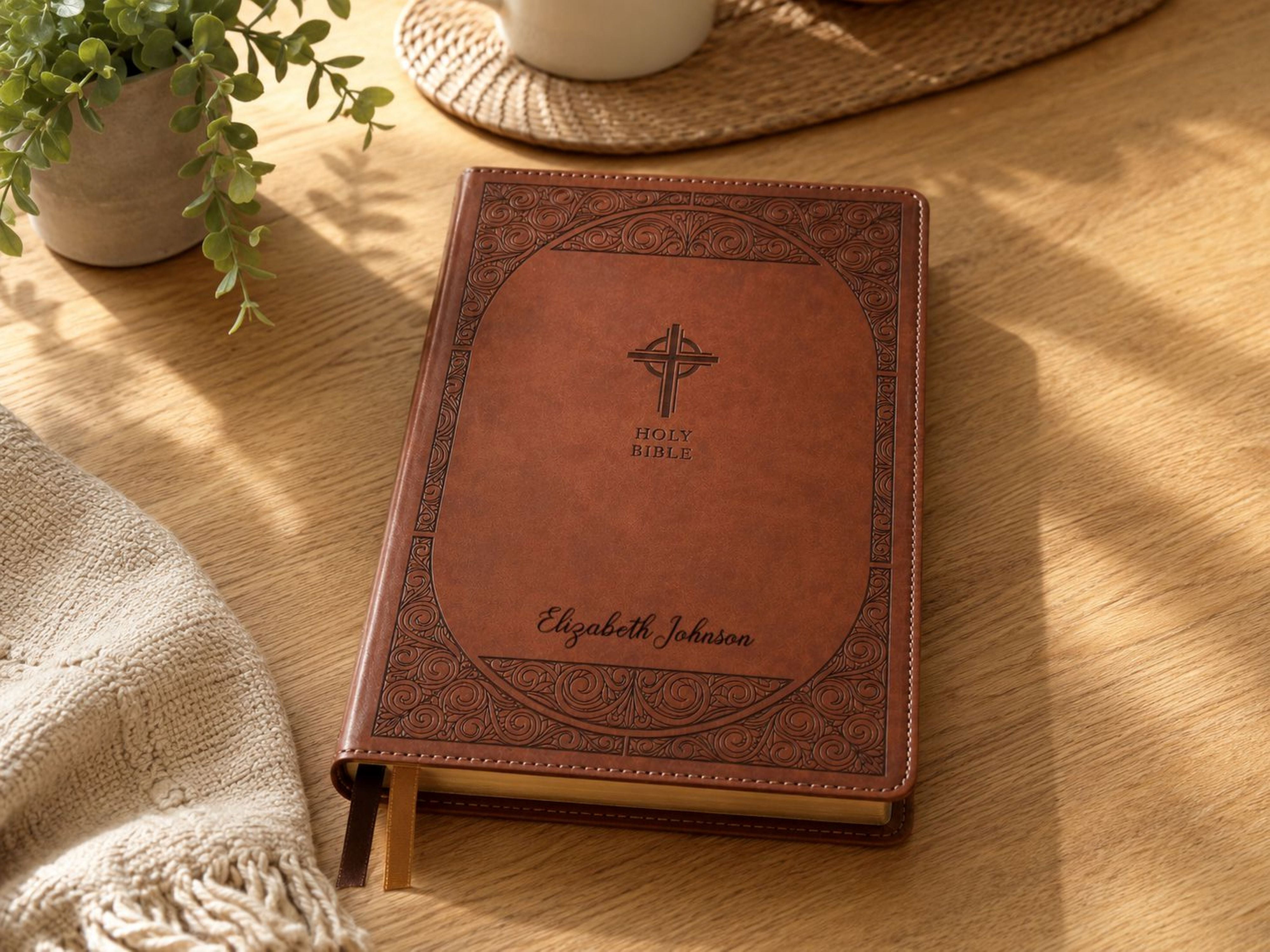Personalized NABRE Catholic Bible, Large Print Custom Engraved Name Bible, Catholic Baptism Confirmation Gift for Men and Women