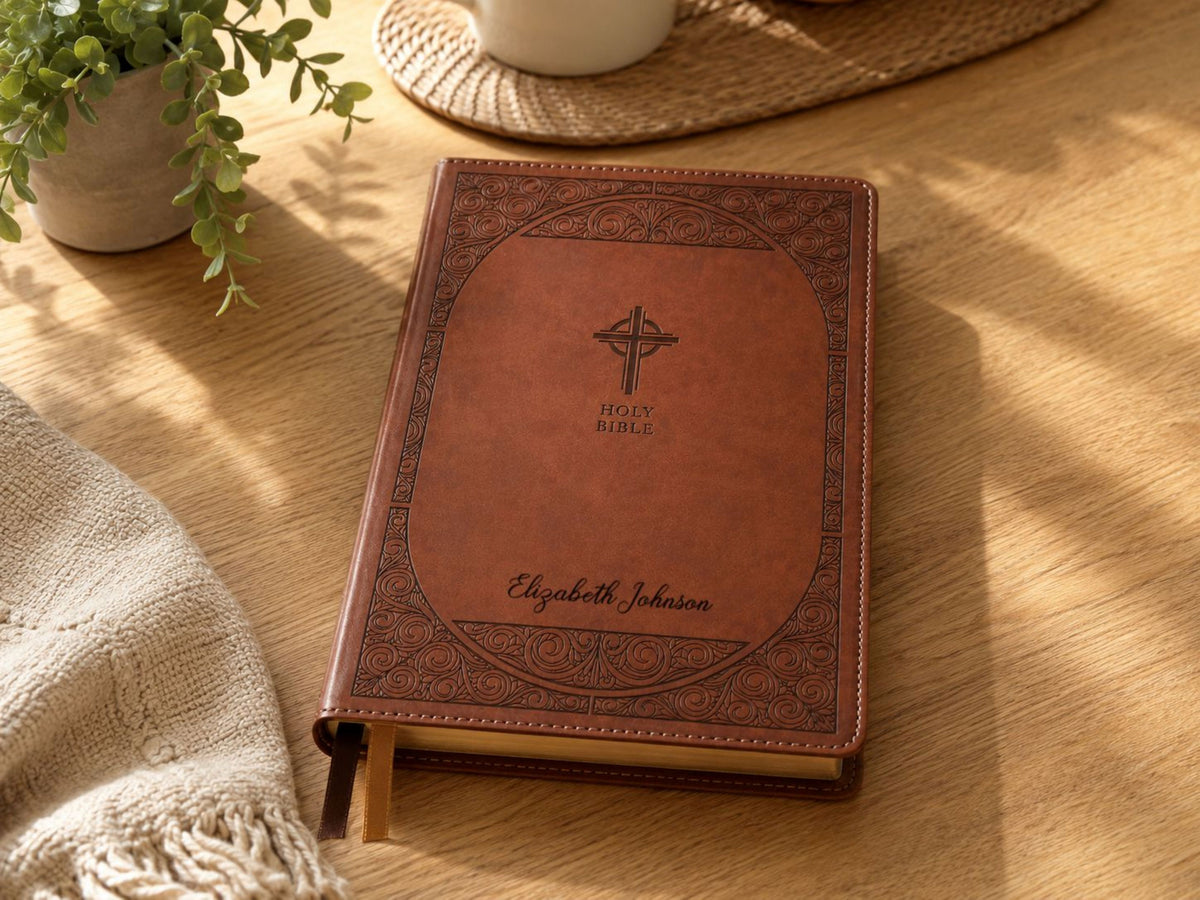 Personalized NABRE Catholic Bible, Large Print Custom Engraved Name Bible, Catholic Baptism Confirmation Gift for Men and Women