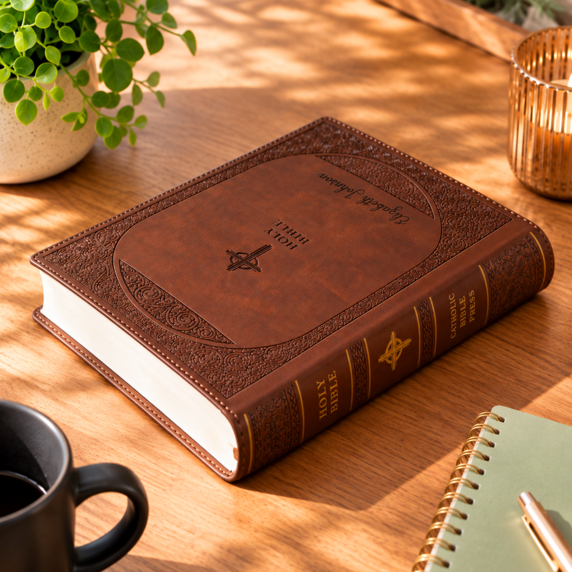 Personalized NABRE Catholic Bible, Large Print Custom Engraved Name Bible, Catholic Baptism Confirmation Gift for Men and Women