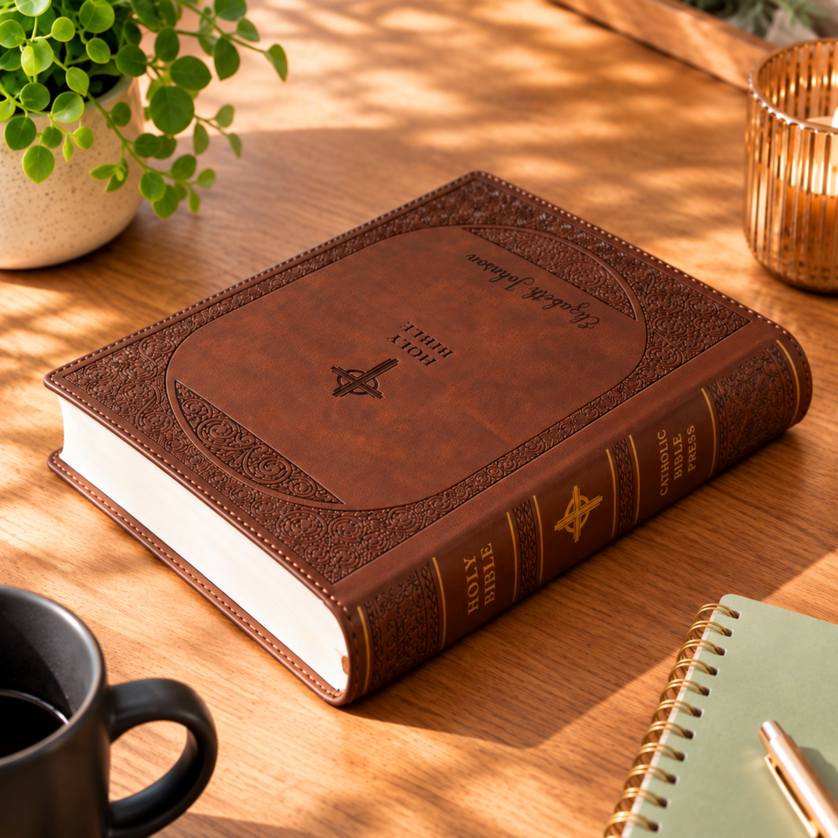 Personalized NABRE Catholic Bible, Large Print Custom Engraved Name Bible, Catholic Baptism Confirmation Gift for Men and Women
