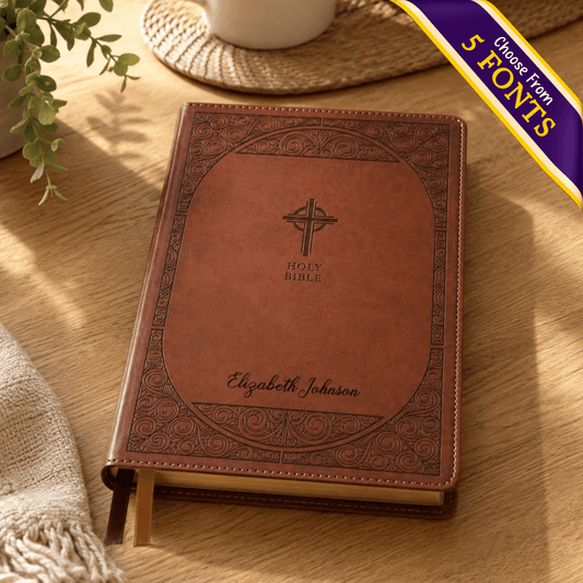 Personalized NABRE Catholic Bible, Large Print Custom Engraved Name Bible, Catholic Baptism Confirmation Gift for Men and Women - Religious Books - Aylev