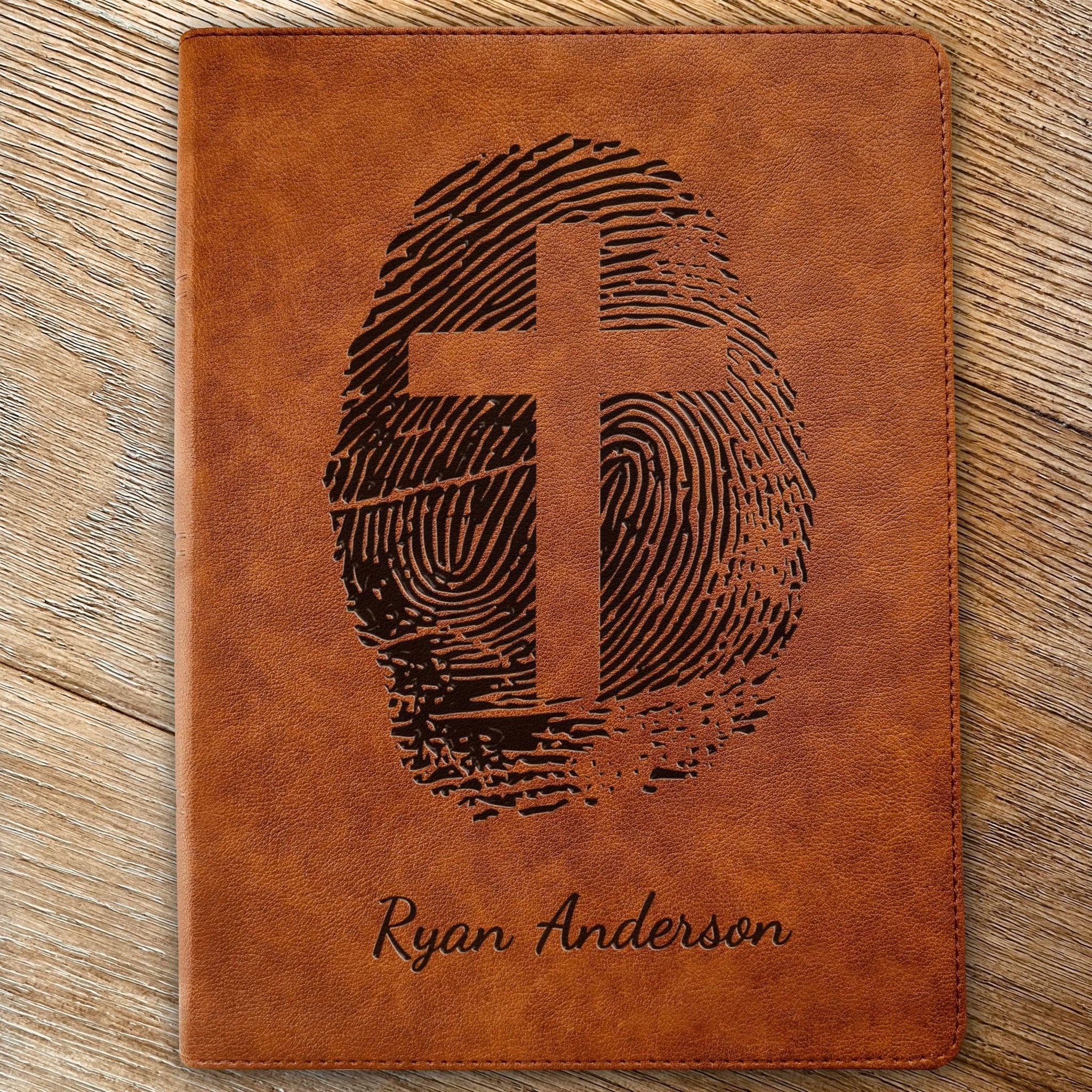 Personalized CSB Bible, Custom Fingerprint & Cross Design with Name Engraved, Wide - Margin Bible, Gift for Baptism, Wedding, Confirmation - Religious Books - Aylev