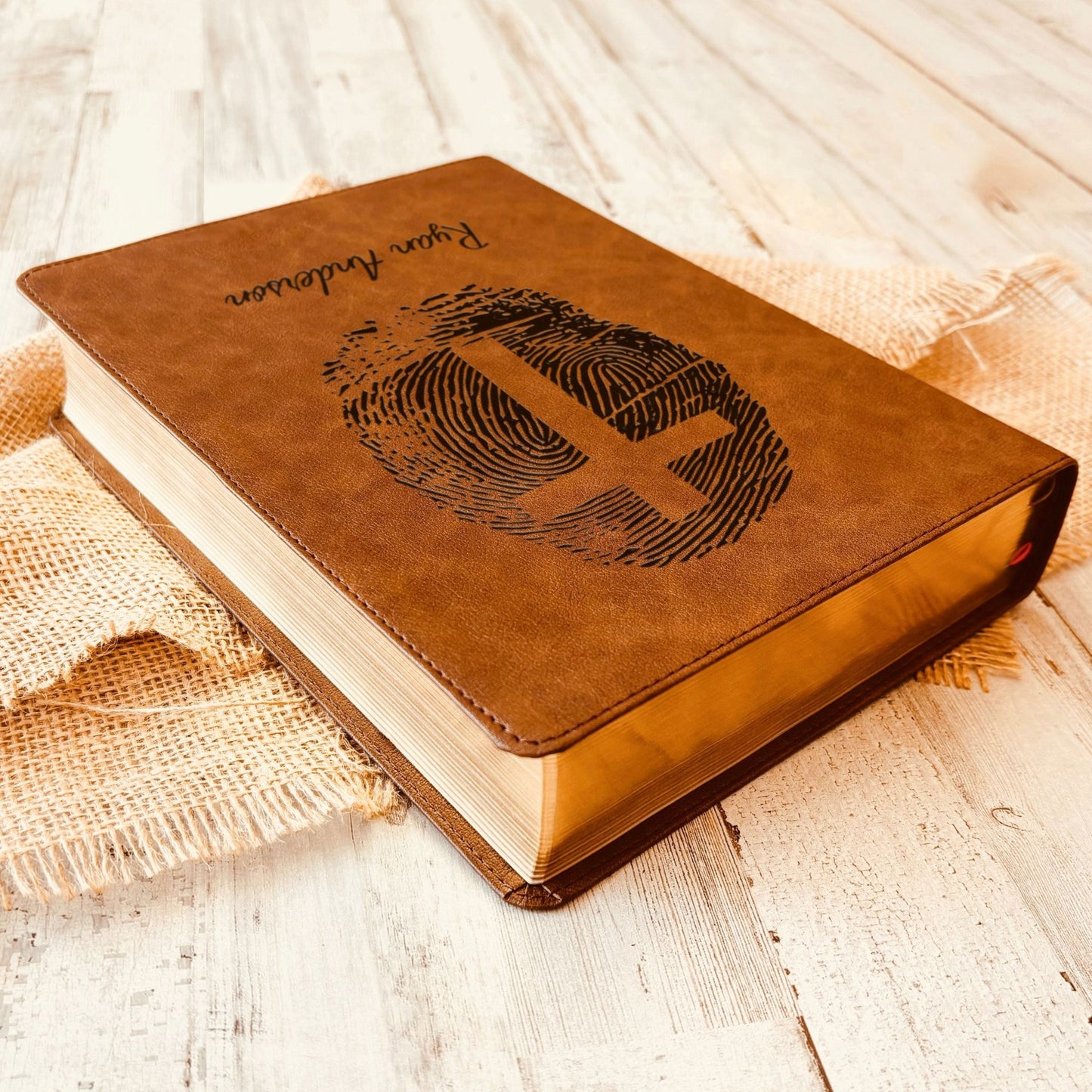 Personalized CSB Bible, Custom Fingerprint & Cross Design with Name Engraved, Wide - Margin Bible, Gift for Baptism, Wedding, Confirmation - Religious Books - Aylev