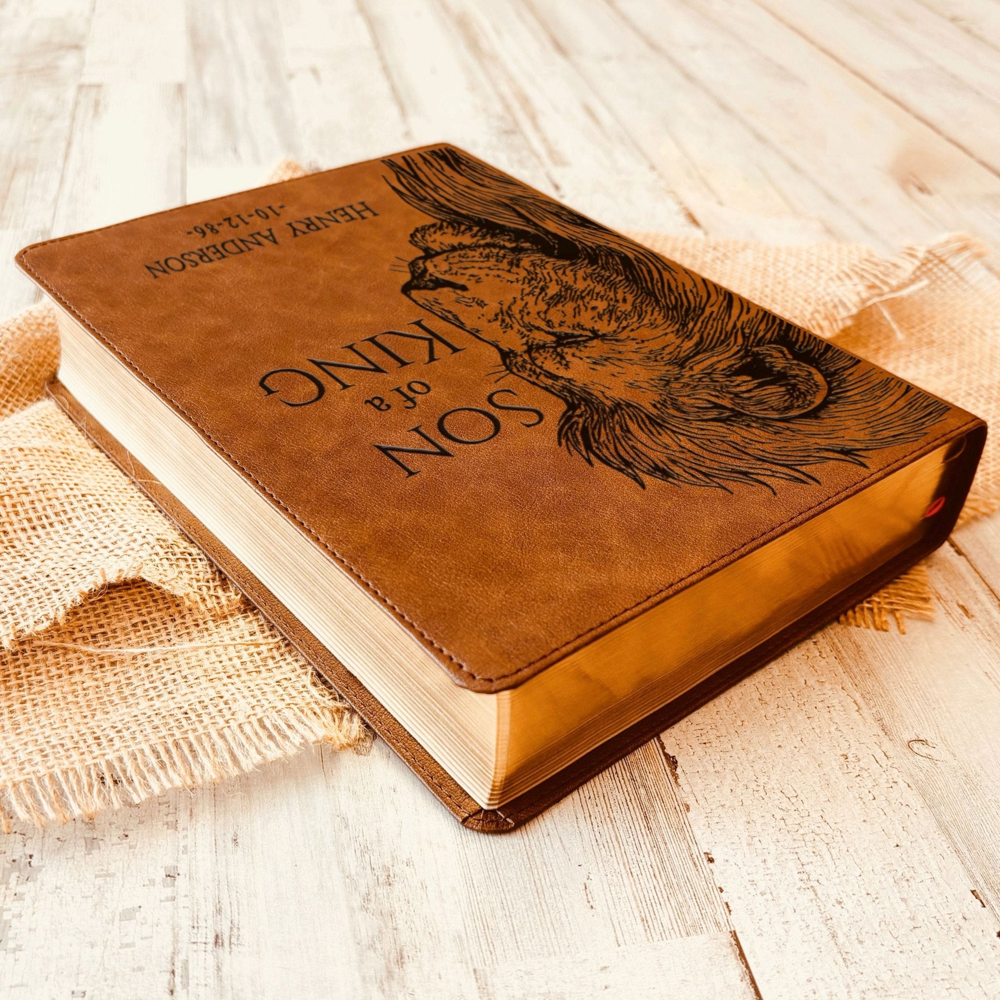 Personalized CSB Wide - Margin Bible, Son of a King Lion Design, Custom Engraved Name, Christian Gift, Baptism Gift, Bible Gift for Him - Religious Books - Aylev