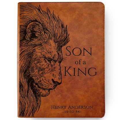 Personalized CSB Wide - Margin Bible, Son of a King Lion Design, Custom Engraved Name, Christian Gift, Baptism Gift, Bible Gift for Him - Religious Books - Aylev