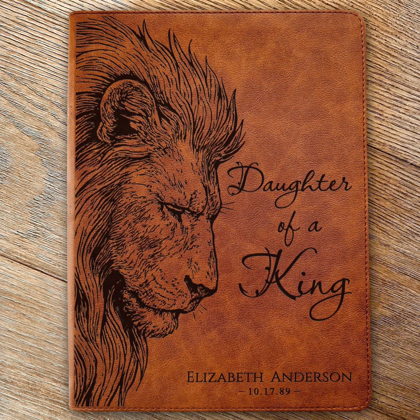Personalized CSB Wide-Margin Bible, Daughter of a King Lion Design, Custom Engraved Name, Christian Gift, Baptism Gift, Bible Gift for Her