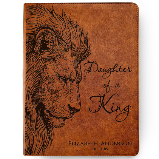 Personalized CSB Wide-Margin Bible, Daughter of a King Lion Design, Custom Engraved Name, Christian Gift, Baptism Gift, Bible Gift for Her