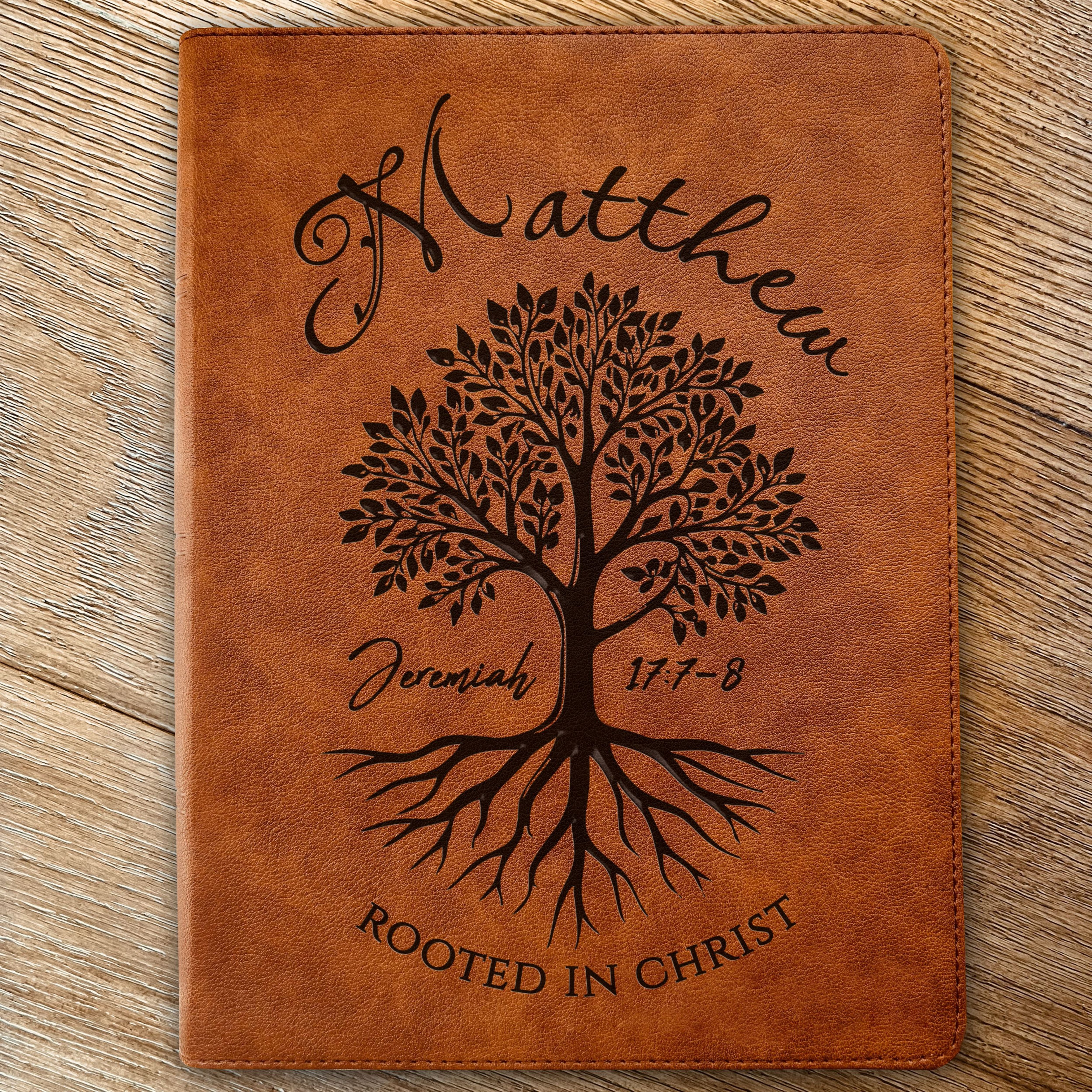 Personalized CSB Wide-Margin Bible, Custom Engraved Name, Rooted in Christ Tree Design, Christian Gift, Bible Gifts for Her, Gifts for Him