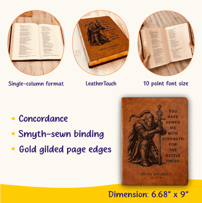 Personalized Bible for Men, CSB Wide - Margin, Customized Bible Engraved Name, Knight Warrior Design, Christian Gift, Bible Gifts for Him - Religious Books - Aylev