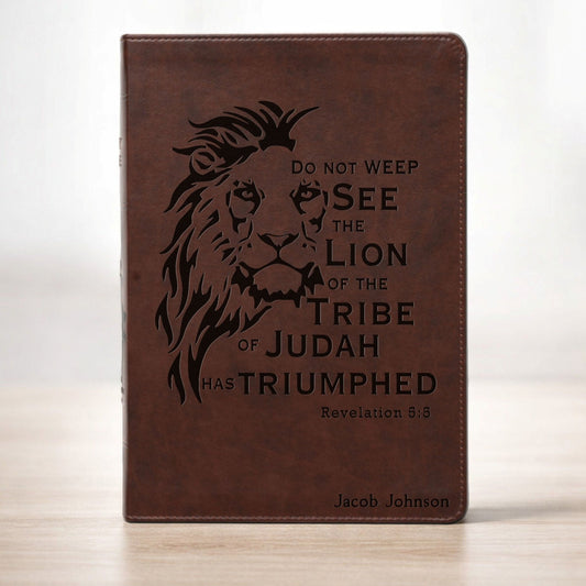 Personalized ESV Wide - Margin Bible, Reference Red Letter Edition, Lion Design, Custom Engraved Name, Christian Gift for men, Baptism Gift - Religious Books - Aylev