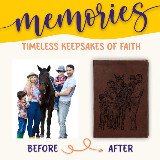 Personalized ESV Wide Margin Reference Bible, Your Photo Engraved Cover, Custom Engraved Bible, Wide-Margins, Baptism Gifts, Christian Gifts